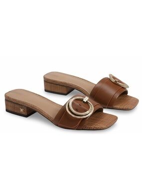 NEW SAM EDELMAN women's delfi slip on open squared toe block heel fashion slide